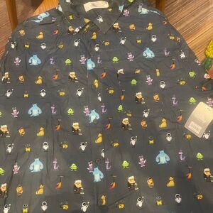 Disney parks Pixar monsters, up, wall-e button up shirt. New with tags 2xl